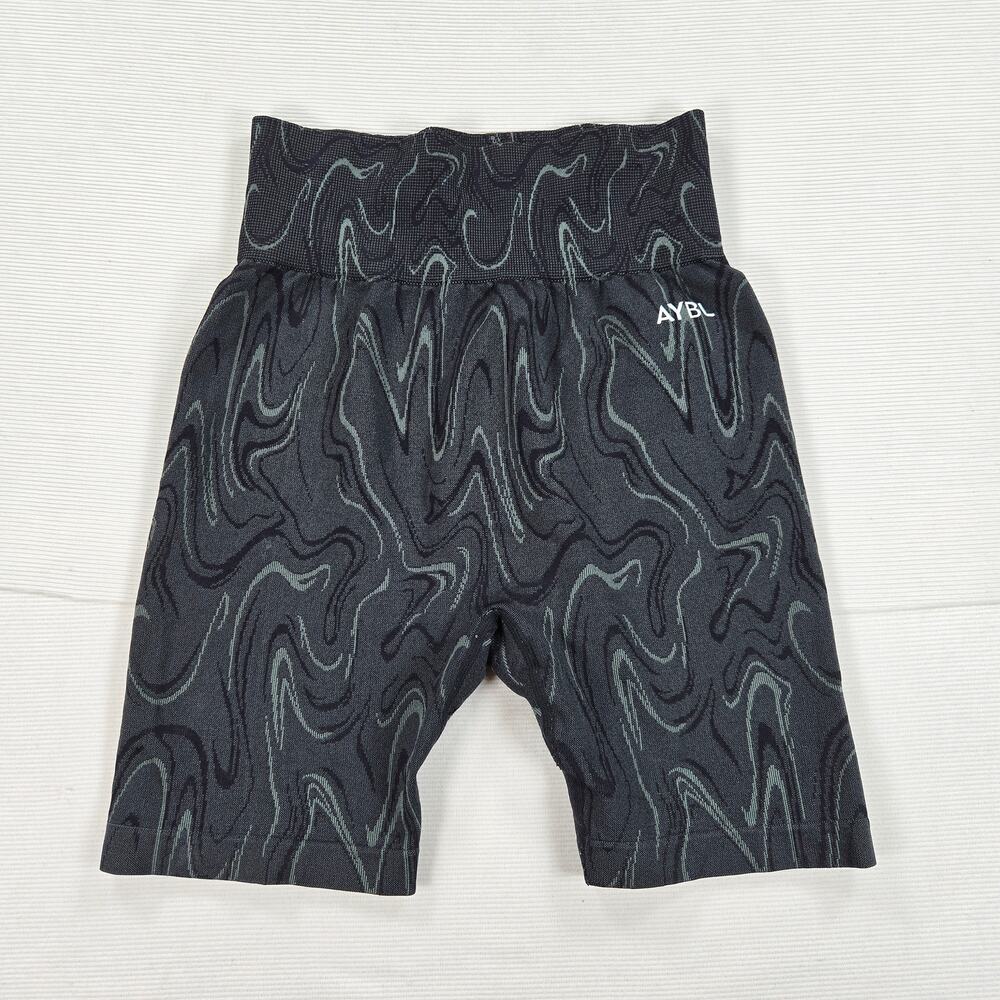 AYBL High Rise Adapt Seamless Grey Marble Biker Shorts Women's Size Small